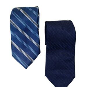 Van Heusen Tie Mens Blue & Navy Striped Patterned Polyester Business Formal Wear